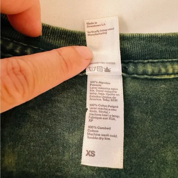 American Apparel unisex summer shirt soft deep v-neck t-shirt, acid wash green - Picture 7 of 9